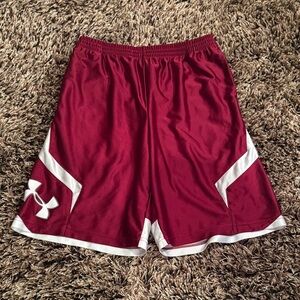 Under Armour Boys Maroon Athletic Shorts with White‎ Accents